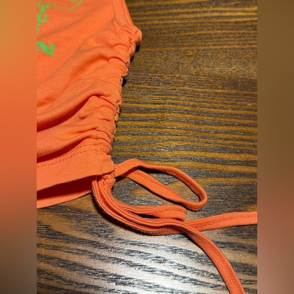 Urban Outfitters Cropped Cinched Tank Top Women Small Orange Frog Graphic Hippie - Picture 11 of 16